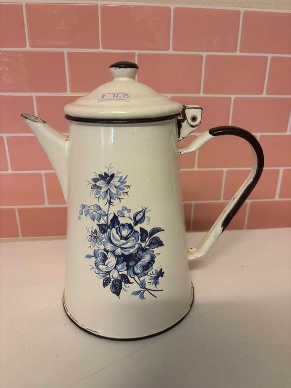 Brocante emaille schenkkan