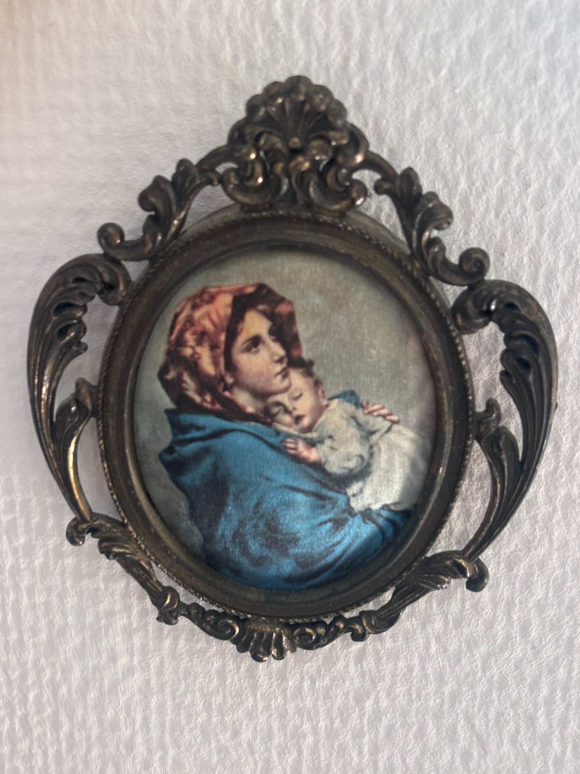 Vintage wandlijstje Maria met kind