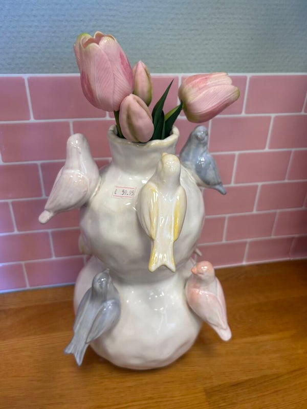 Nieuwe keramiek vaas met vogeltjes
