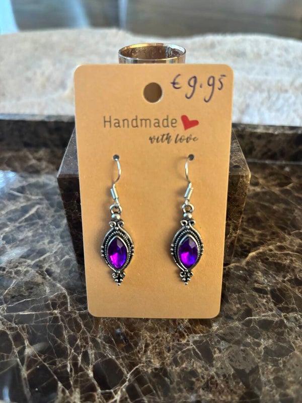 Vintage oorhangers paars