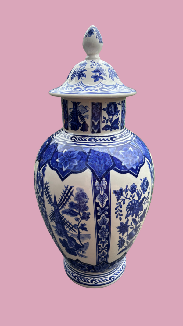 Delfts blauwe sierpot met deksel