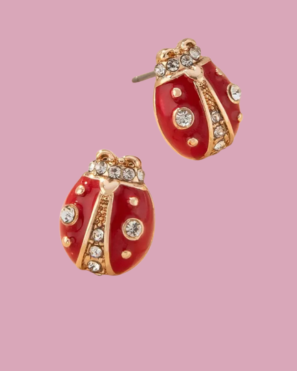 Lieveheersbeestje Oorbellen – Rood & Strass