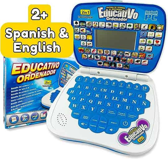 Portable Bilingual Early Educational Learning Kids Laptop Toy with Mouse