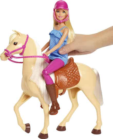 Nice 12.5 inch Doll & Horse Playset Blonde Hair with Riding Accessories