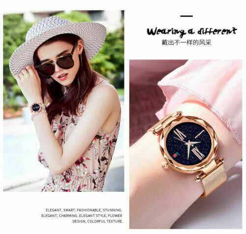 Luxury Starry Sky Watch Waterproof Stainless Steel Strap Free Buckle Women Gift