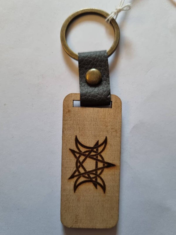 Wood and leather keyring