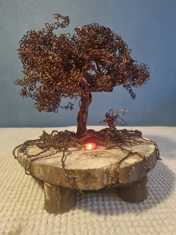 Wire tree with light up crystal