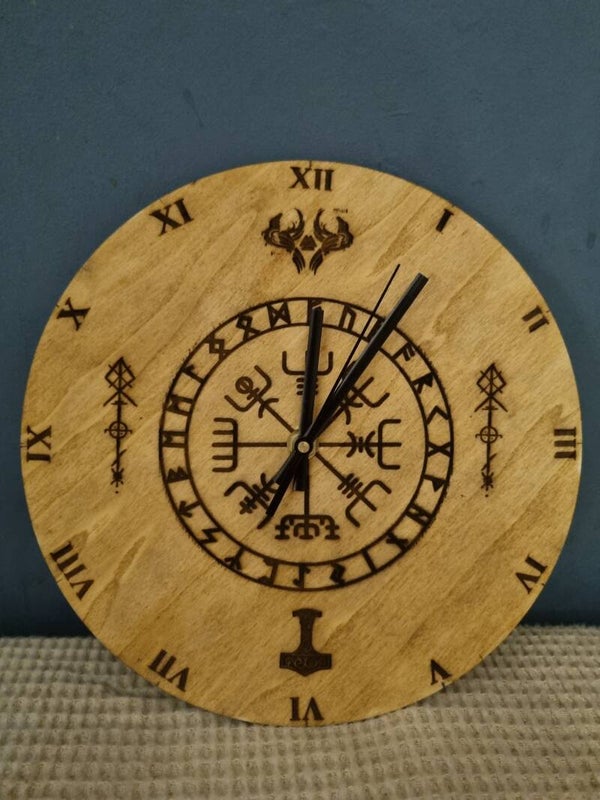 Lazer engraved,norse clock