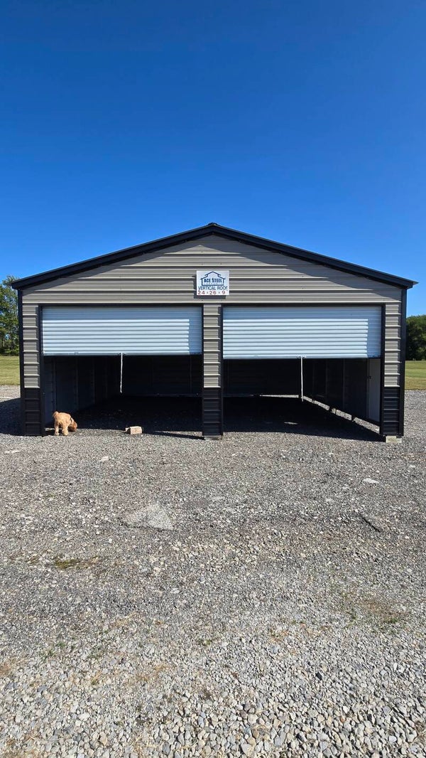 24'x26'x9 'Metal 2 car Garage
