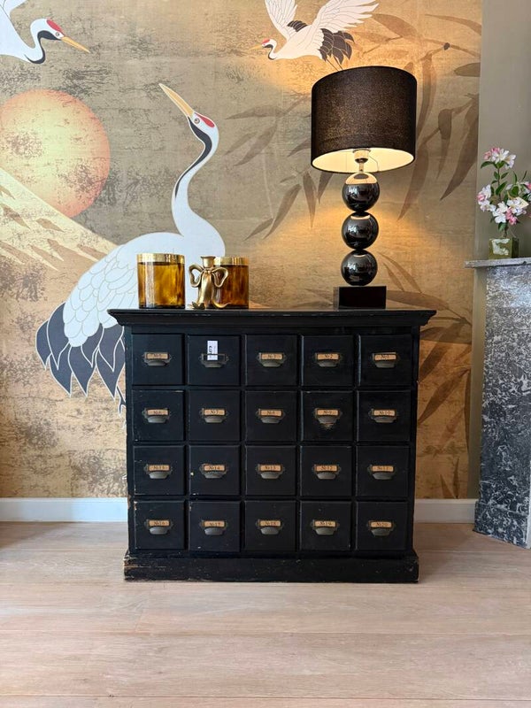 Apothekerskast met 20 laden – Zwart