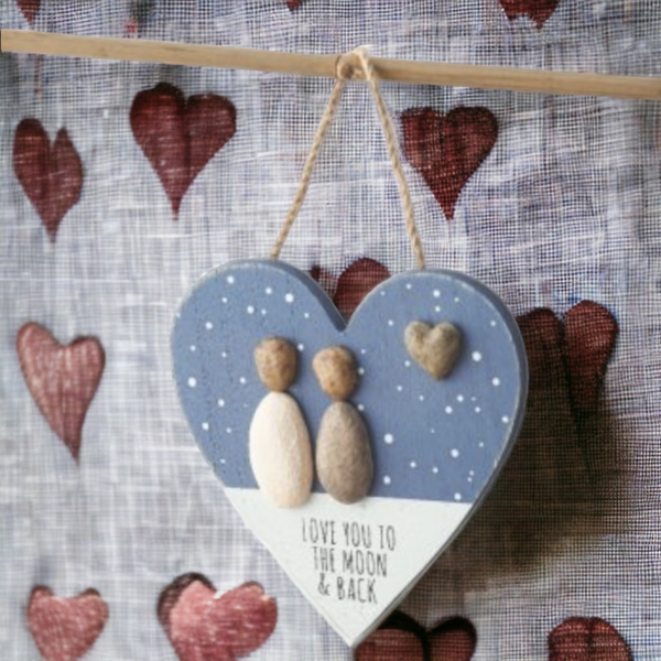 PEBBLE HEART HANGING DECORATION, 13CM