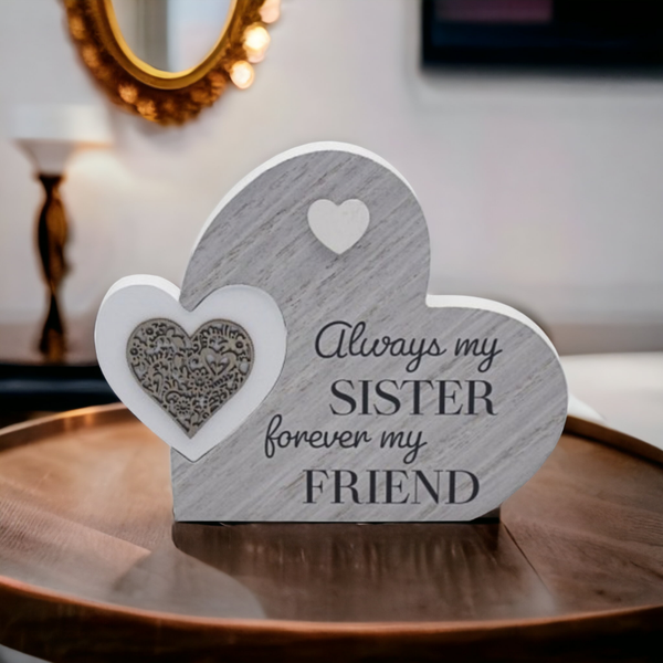 DOUBLE HEART 'SISTER" PLAQUE