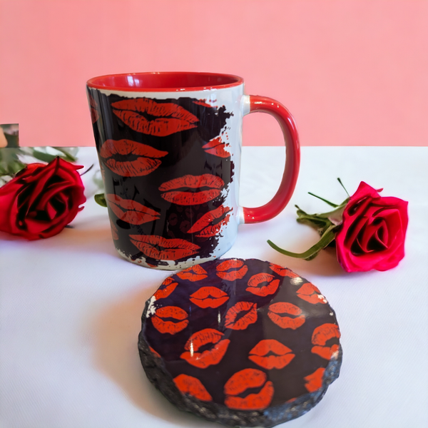 Hot lips mug and coaster set