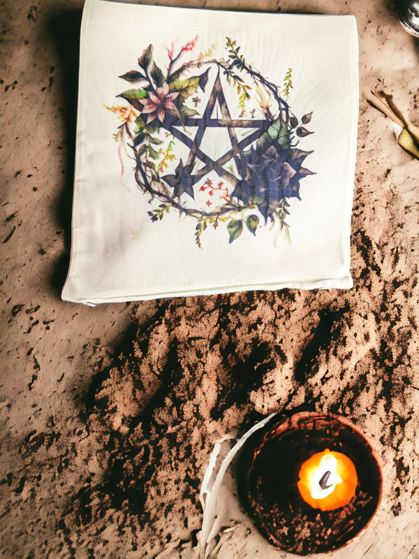 Pentagram Cushion Cover - White canvas