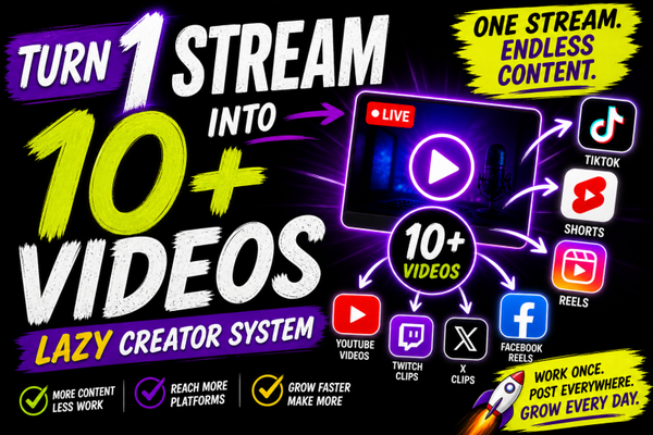 Turn 1 stream into 10+ videos (Lazy creator system)