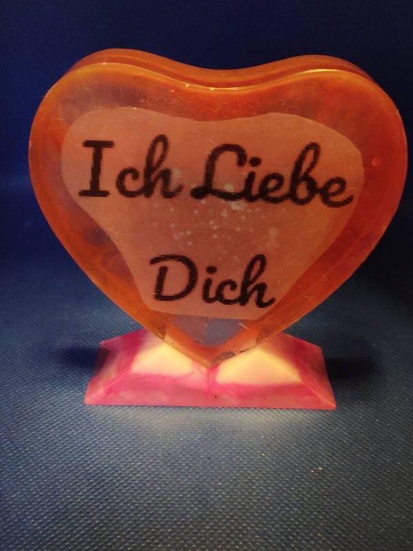 Herz aus Epoxidharz Ich liebe dich Schrift