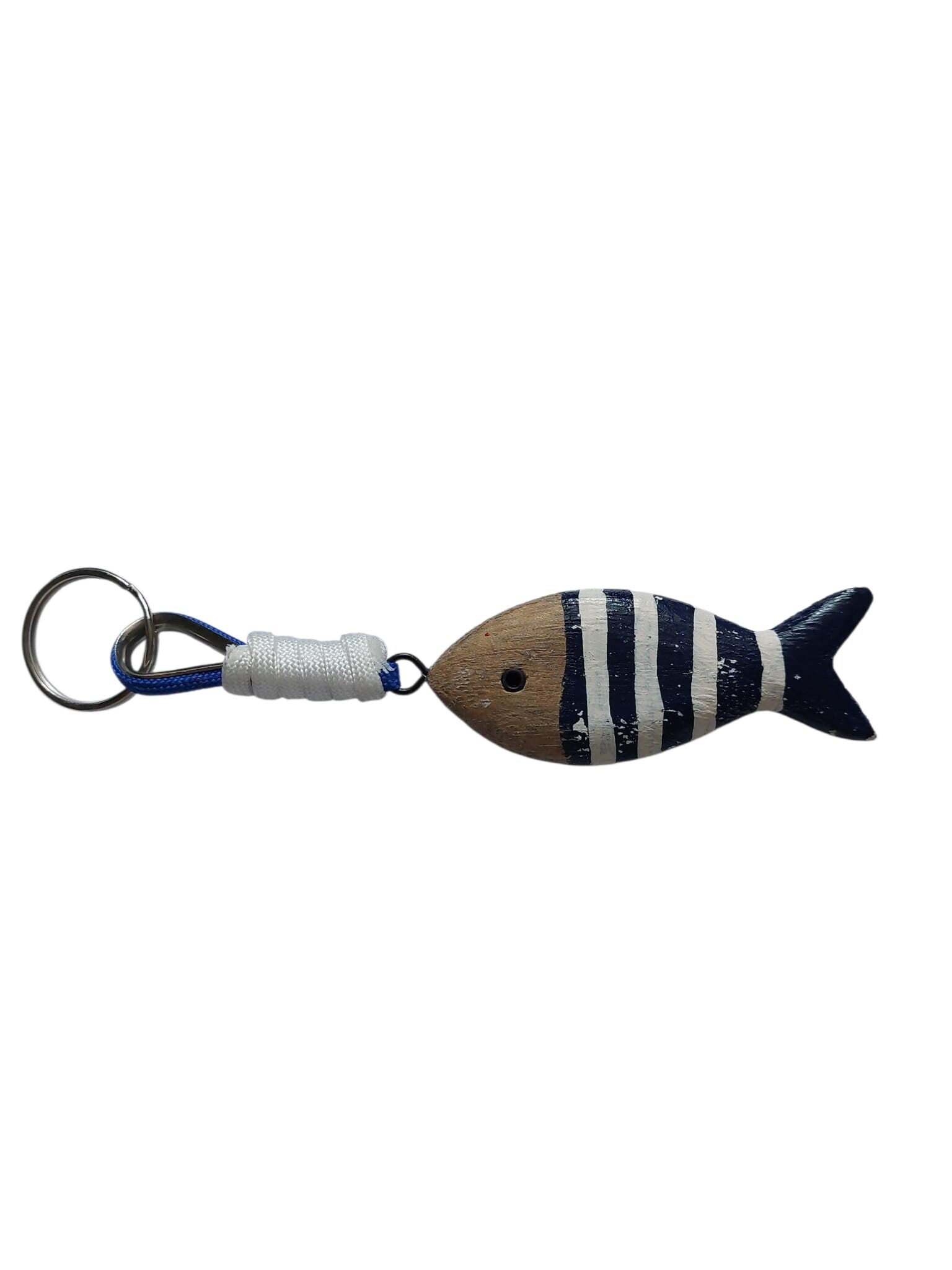 Sleutelhanger vis d. blauw streep