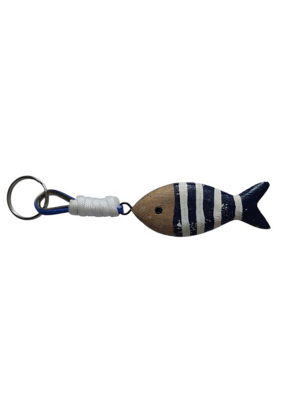 Sleutelhanger vis d. blauw streep