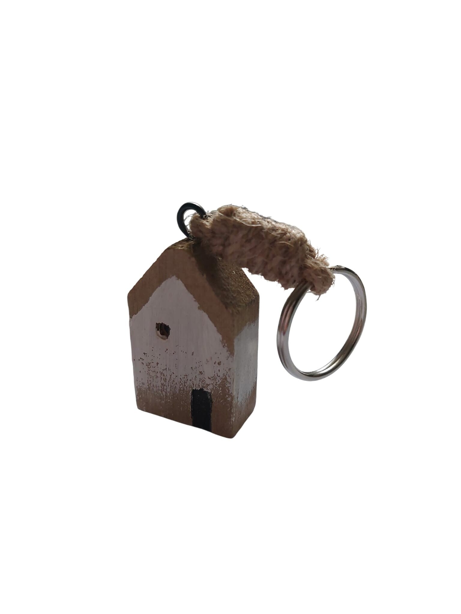 Sleutelhanger huisje wit
