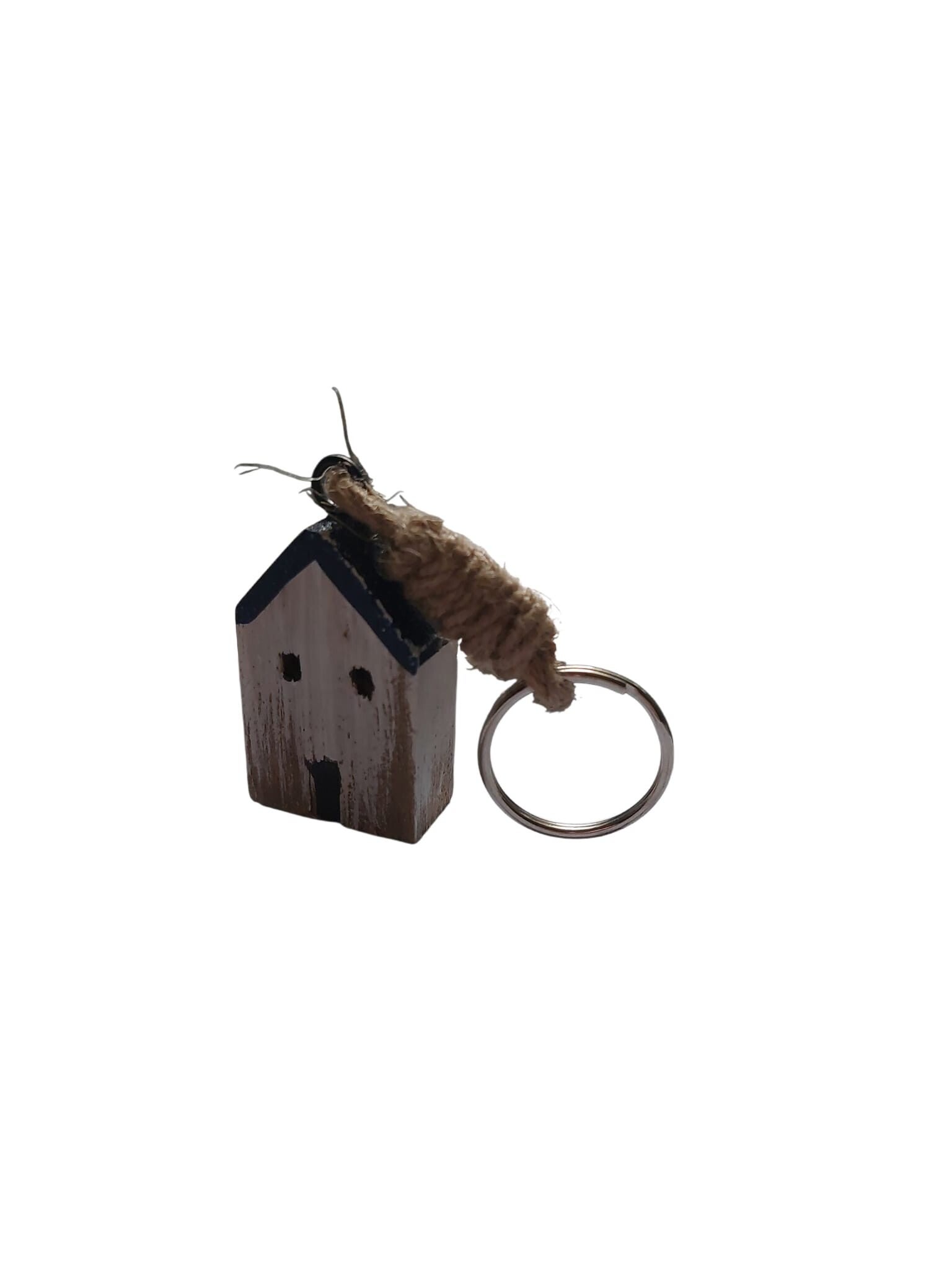 Sleutelhanger huisje d. blauw