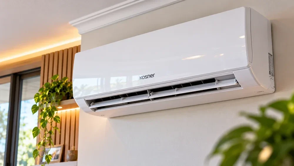 Kosner air-conditioning unit in a residential interior — illustrative image
