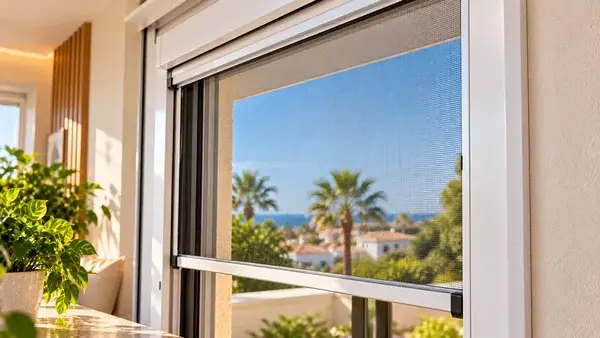 Insect screen fitted to a window — illustrative image