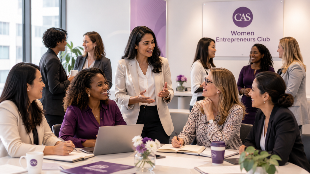 Women entrepreneurs networking during a CAS Foundation meeting