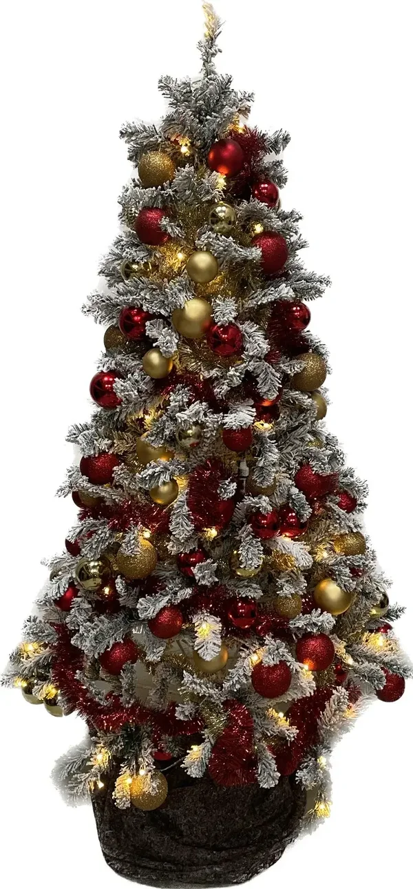 Kerstboom 180 cm. met lampjes en versierd