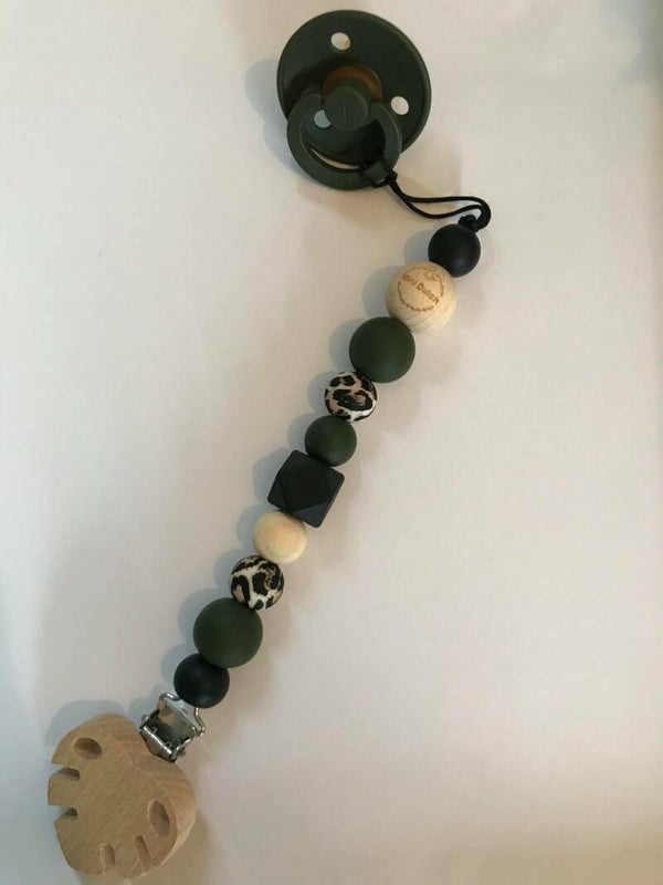 Speenkoord hunter green met tijger print