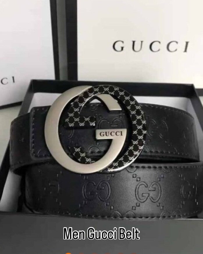 Black Silver Men Gucci Belt Includes Box