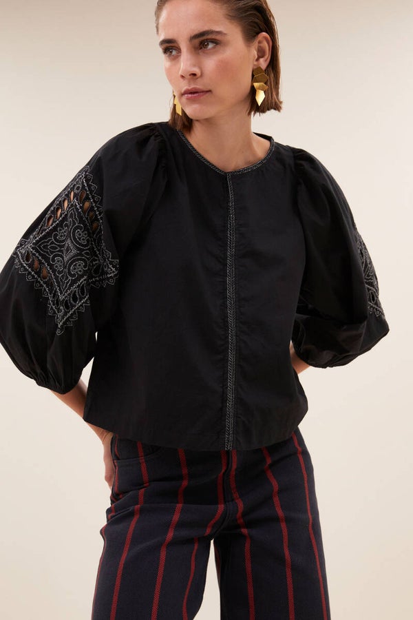 zwarte feestelijke blouse