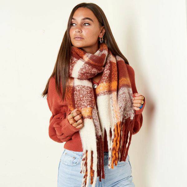 geruite sjaal in prachtige herfstkleuren