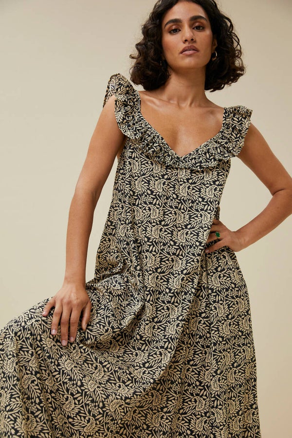 vrouwelijke zomerse a-lijn jurk (100% katoen)