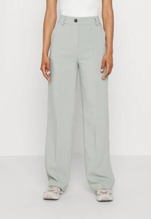 Grijsgroene broek met hoge taille