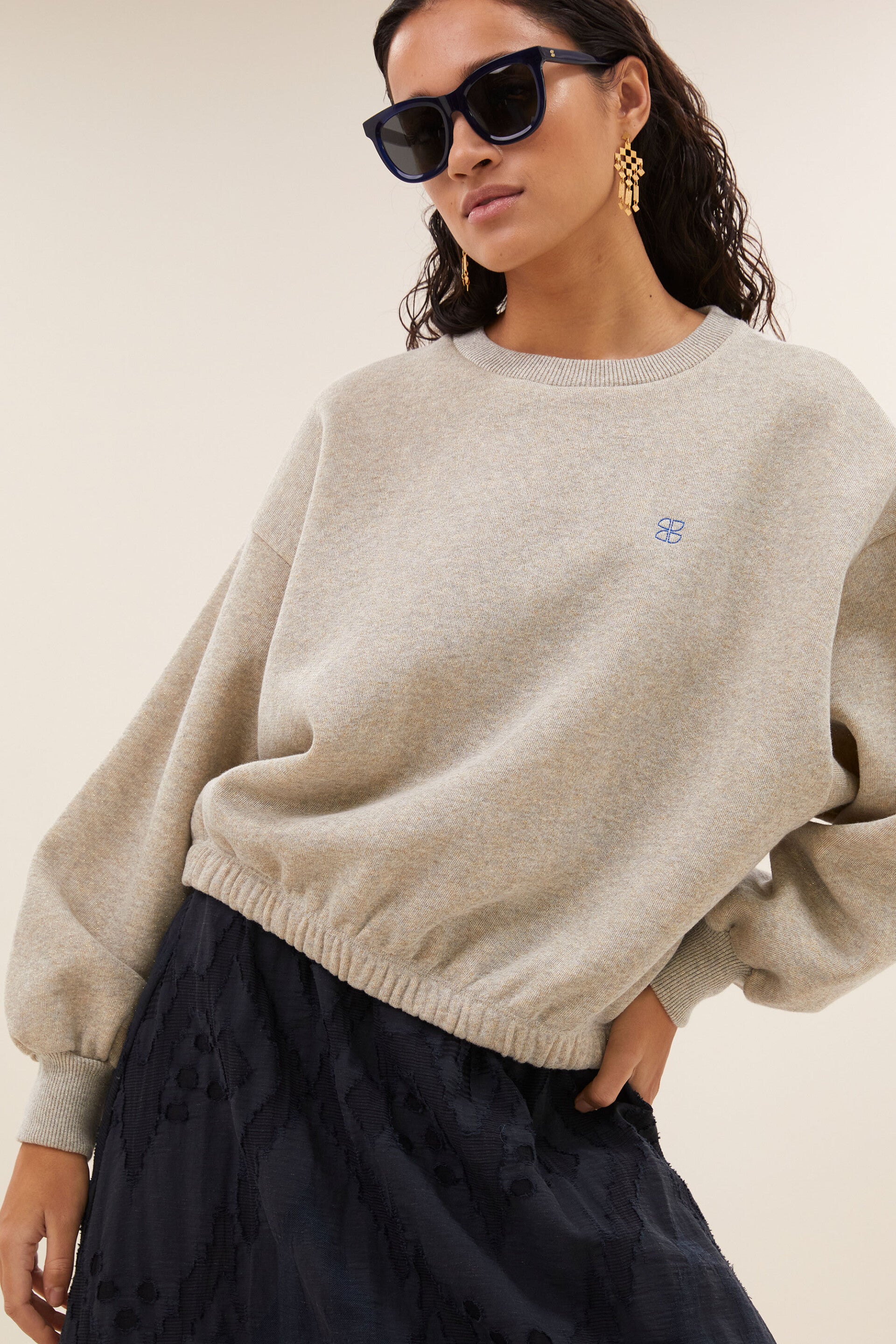 superzachte comfy sweater met gouden glitters