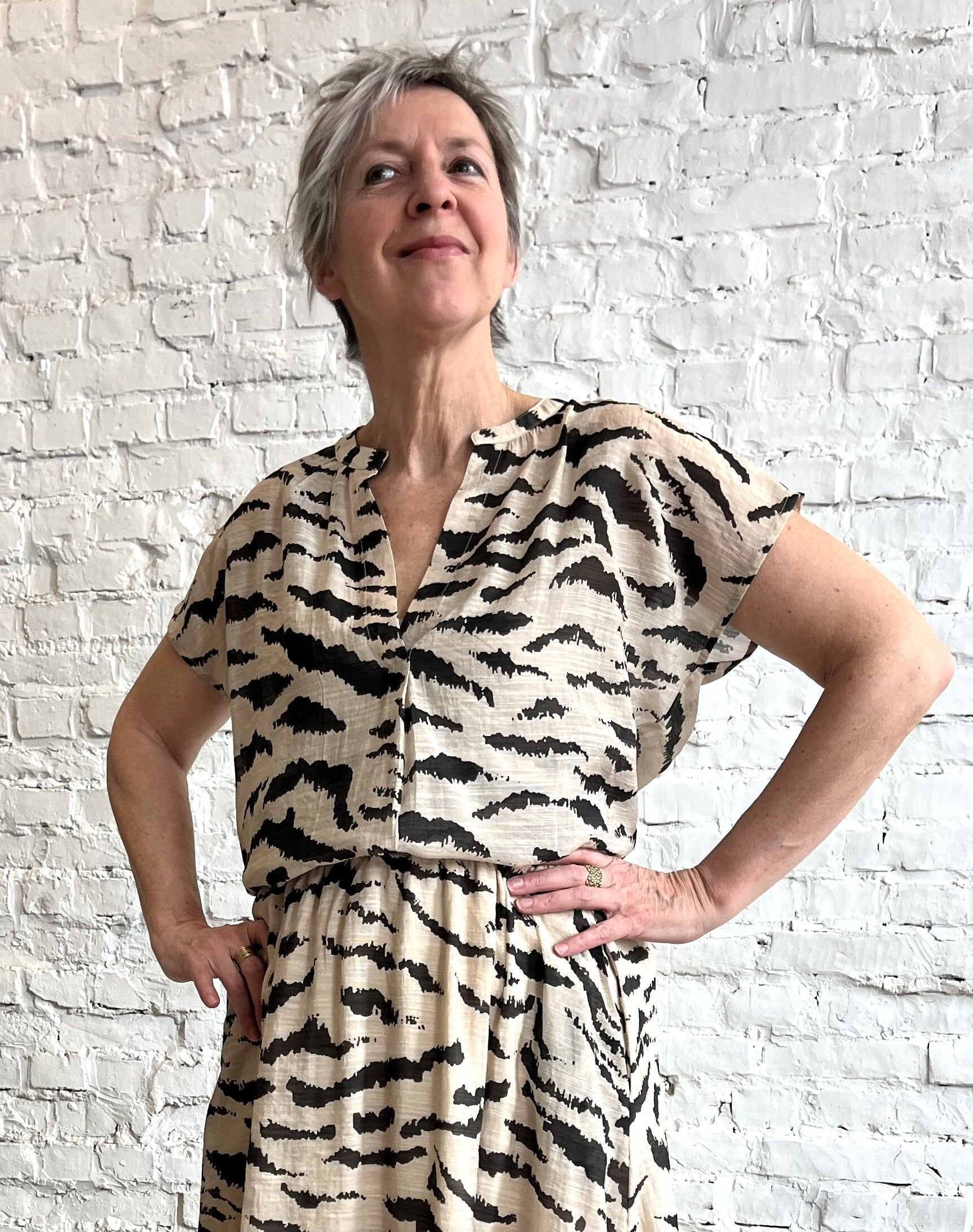 elegante blouse met zebraprint