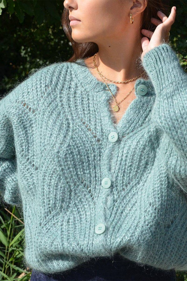eucalyptusgroene oversized cardigan