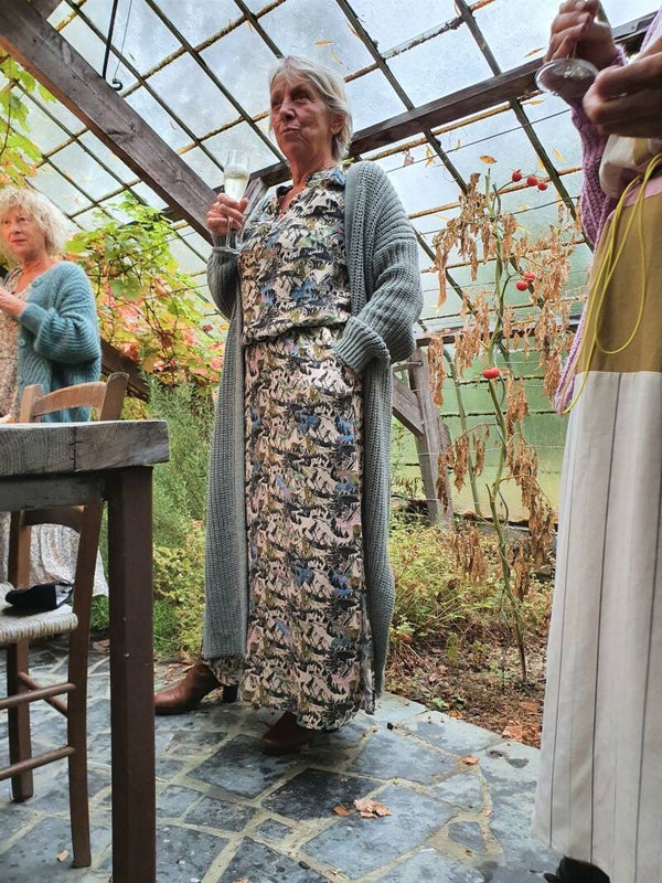 lange zachte eucalyptusgroene cardigan