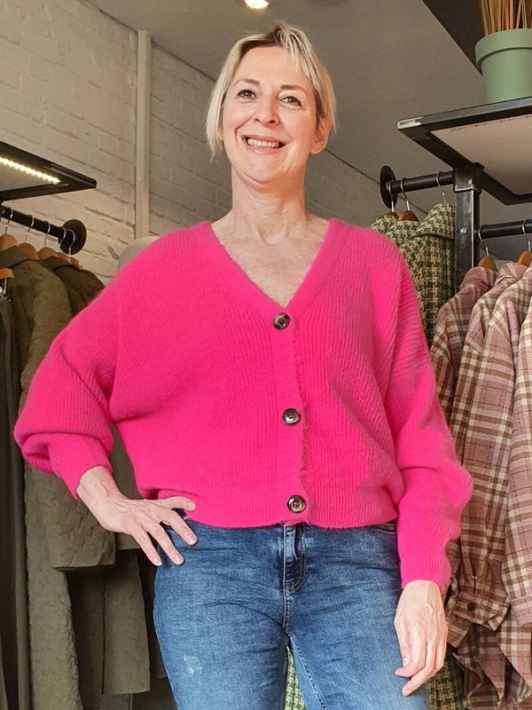 heerlijke zachte fuchsia cardigan