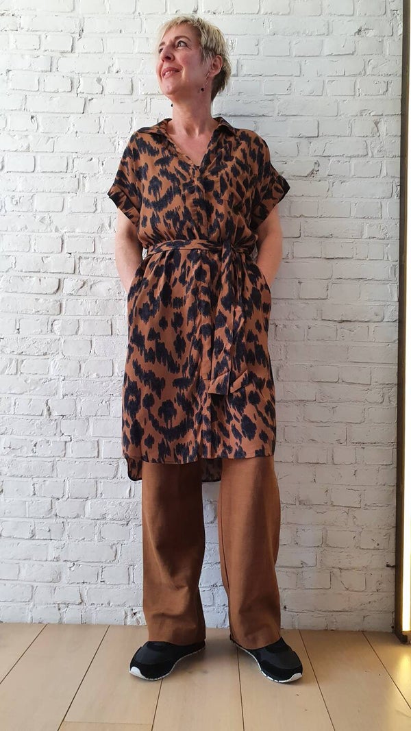 zwarte/bruine jurk / tuniek met marmermotief