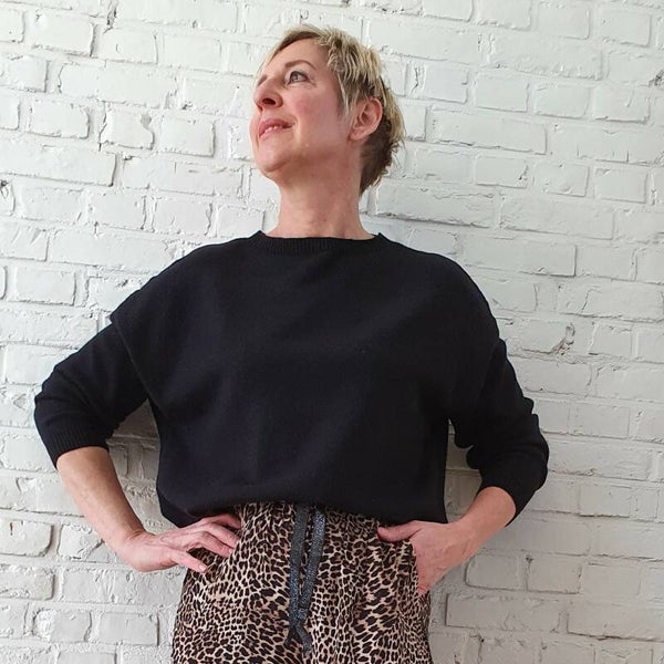 zachte zwarte losse trui
