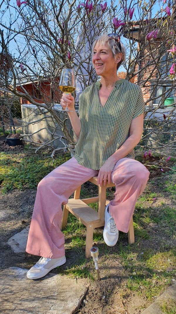 top in mosgroene ruitjesprint