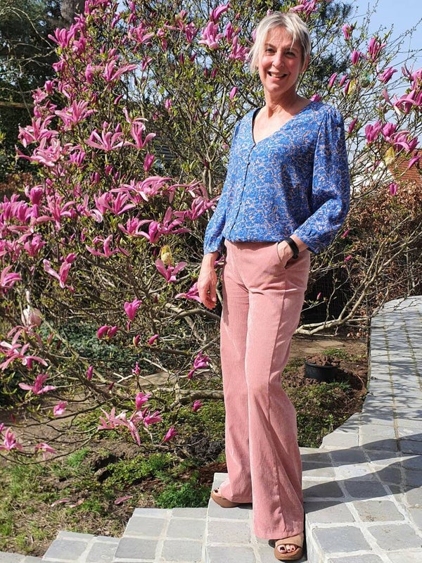 oudroze broek met brede pijpen
