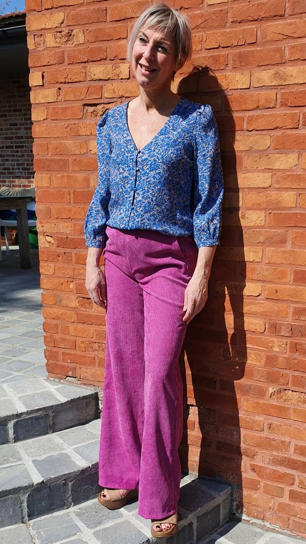 fuchsia broek met wijde pijpen