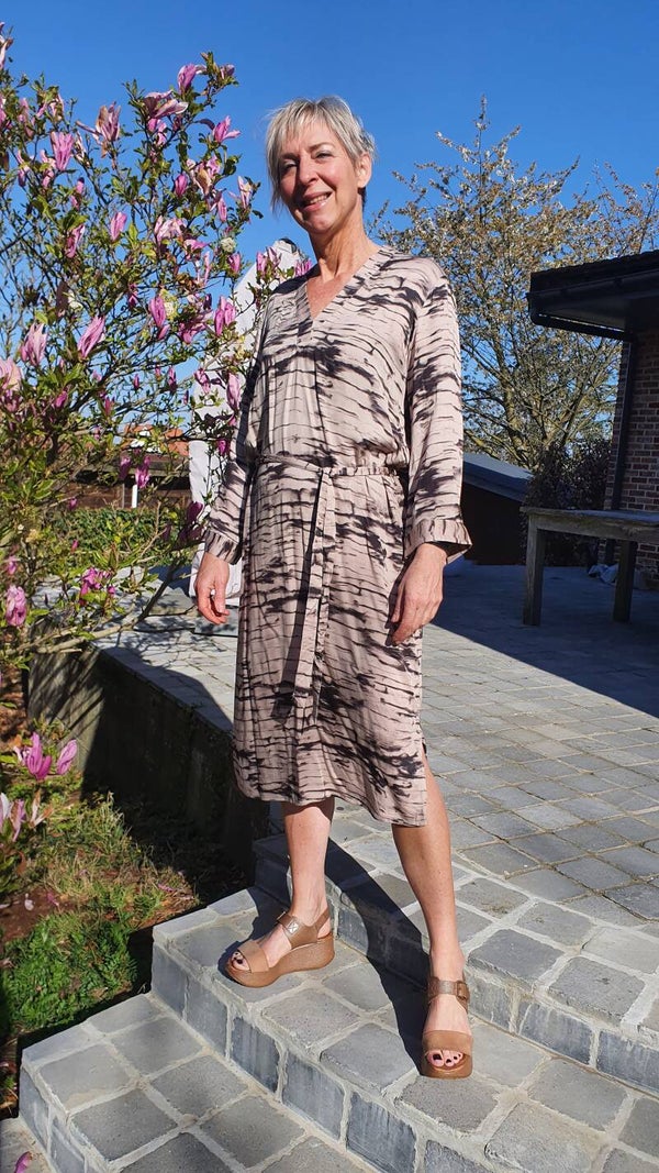 jurk met print in zwart/offwhite