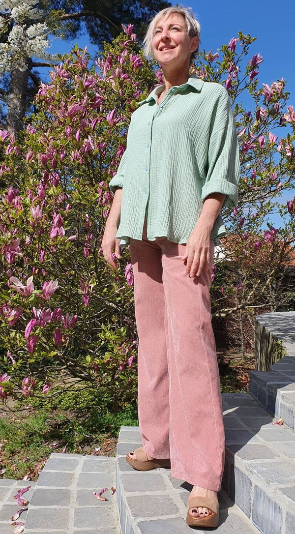 groen oversized hemdje in tetrastof