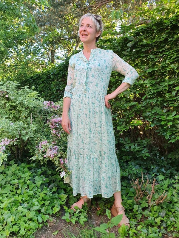 muntgroene bohojurk met bloemenprint