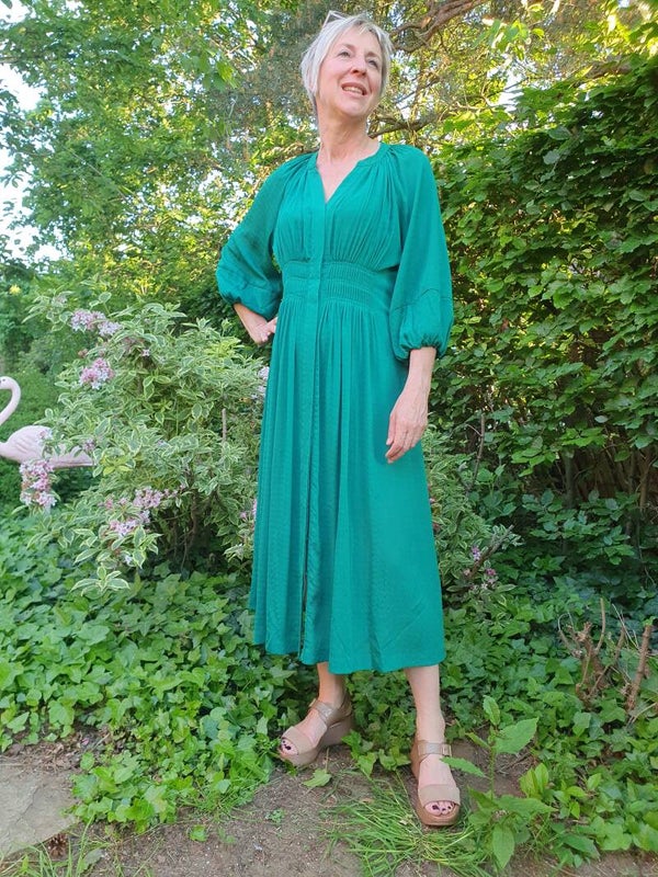 Prachtige karaktervolle groene jurk