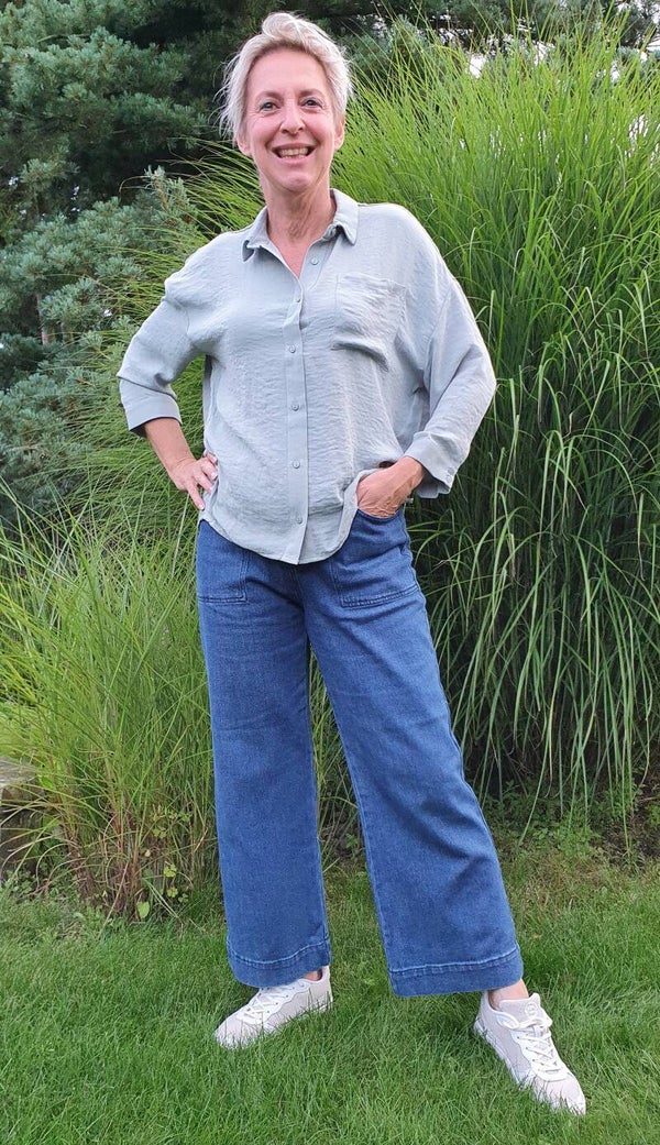 stoere jeans met wijde pijpen