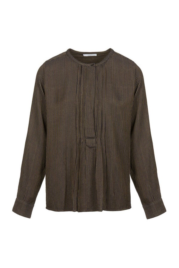 donkerblauwe gestreepte blouse in 100% katoen